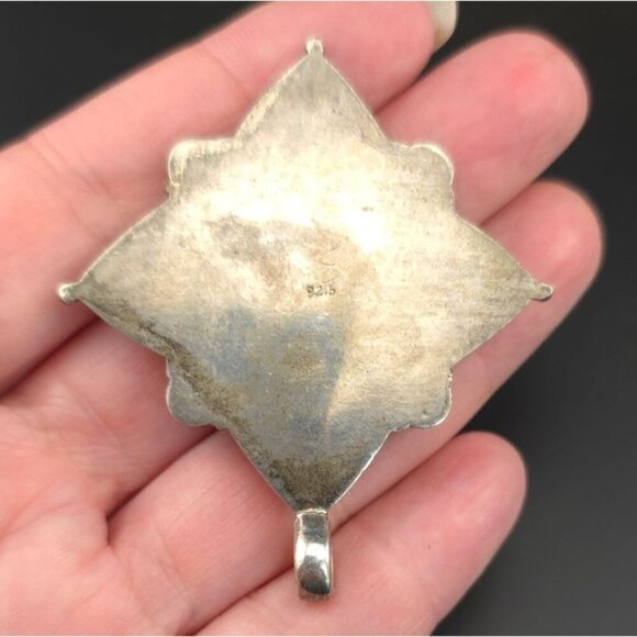 Vintage 925 Sterling Silver Pendant Amethyst & Garnet Stones Intricate Design - Picture 8 of 12